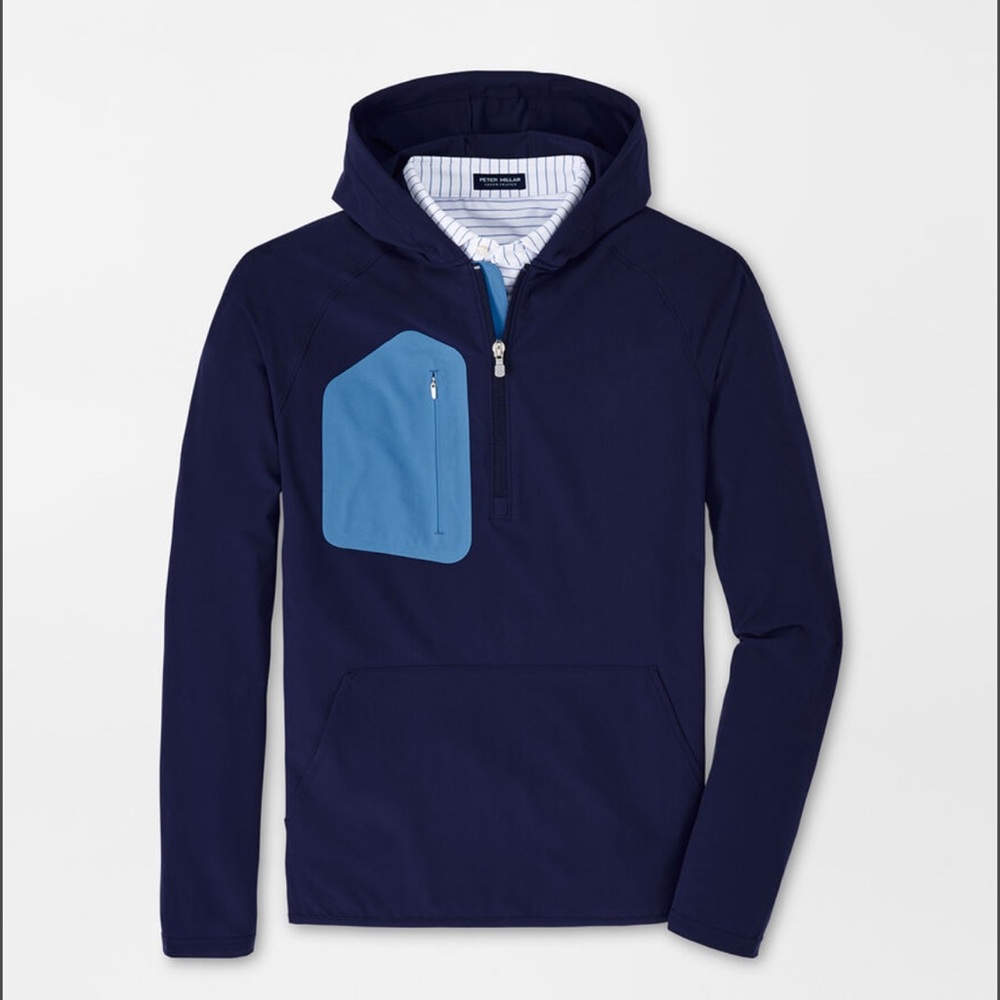Peter Millar Crown Crafted Flex Adapt Half- Zip Windbreaker Hoodie NWT $250